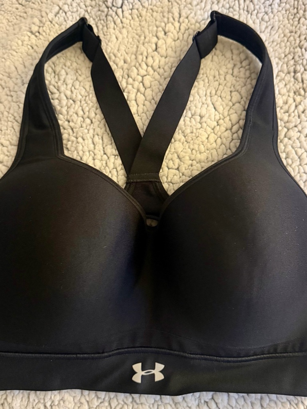 Under Armour Black Padded Sports Bra with Crisscross Straps - Picture 1 of 3